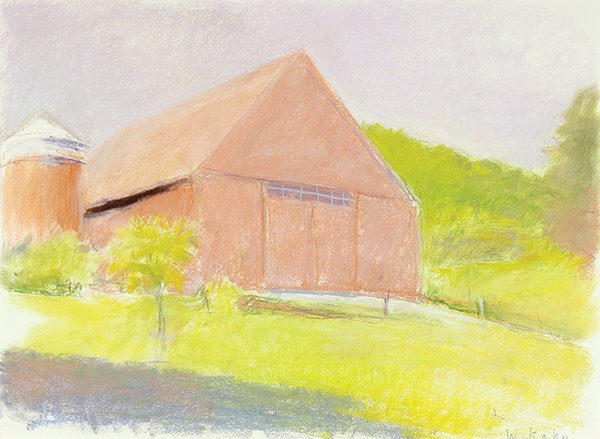 Pastel, Wolf Kahn: Wolf Kahn (American/German, b. 1927), “Hannelove’s Barn, Morning,” 2000, pastel on paper, signed lower right, gallery title label (Jerald Melberg Gallery, Charlotte, North Carolina/Lillian Kornb