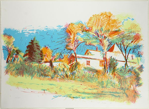 Print, Wolf Kahn: Wolf Kahn (American/German, b. 1927), "Fall Climax," 1985, lithograph in colors, pencil signed and dated lower right, edition: 23/35, published by Tamarand Institute of Lithography (Albuquerque, NM),