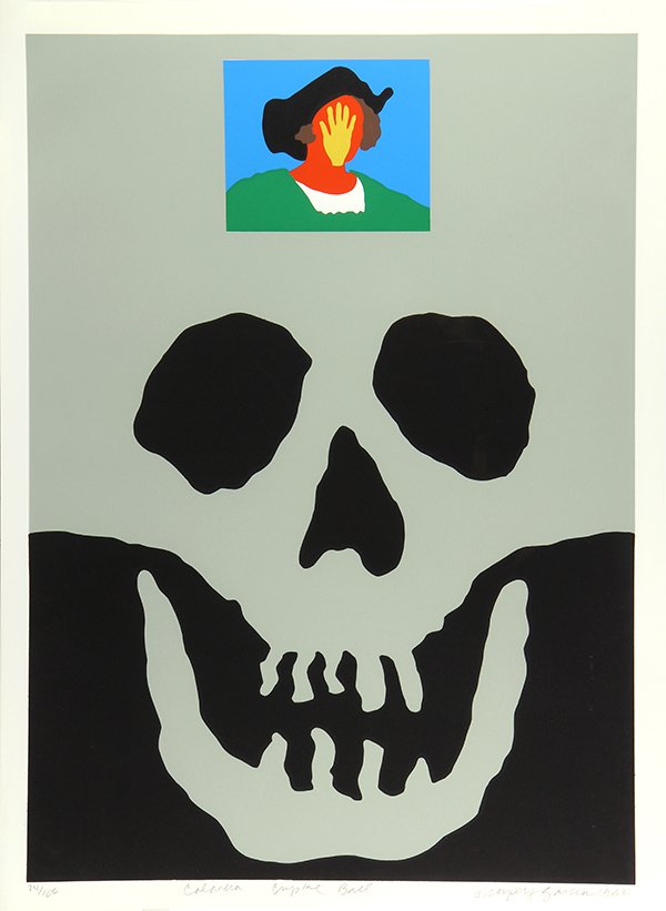 Print, Rupert Garcia: Rupert Garcia (American, b. 1941), "Calavera Crystal Ball," 1992, from the portfolio Beyond, screenprint in colors, pencil signed lower right and dated, titled lower center, edition 24/100, image: 28"