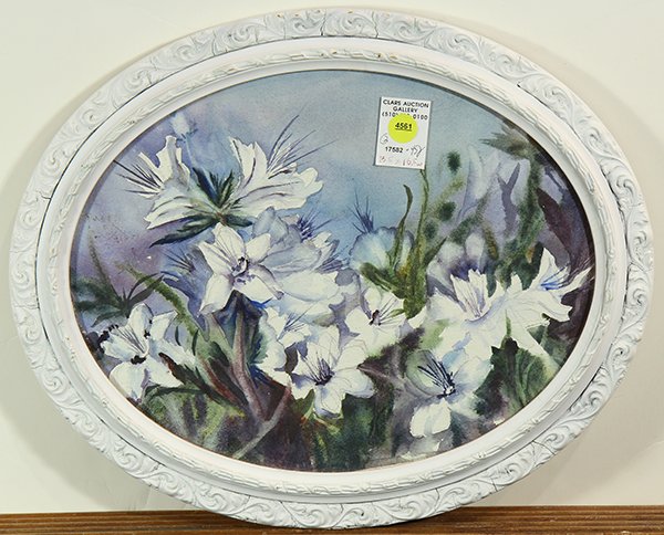 Watercolor, White Lillies: White Lillies, watercolor, unsigned, 20th century, overall (with frame): 13.5"h x 16.5"w. Provenance: From the Nantucket, MA estate of Richard Mellon Scaife