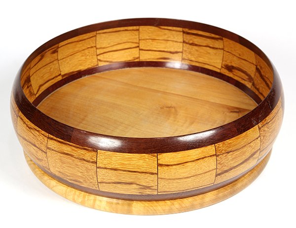 American wood turned bowl by Robert J. Gauthier: American wood turned bowl by Robert J. Gauthier, Sebastopol, CA, having a low form, signed to underside, 4"h x 12.5"dia.