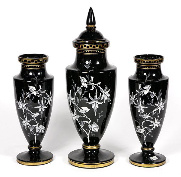 (lot of 3) English Bristol glass garniture set, 19th (1 of 3)