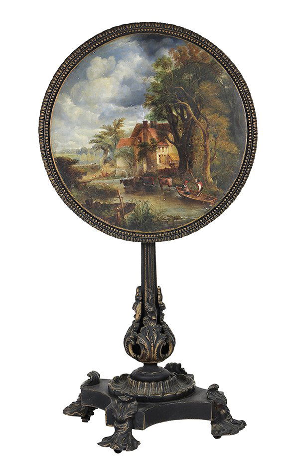 Continental polychrome decorated cast iron tilt top (1 of 3)
