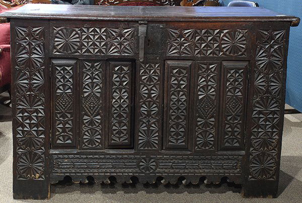 Continental Baroque carved oak cassone (1 of 4)
