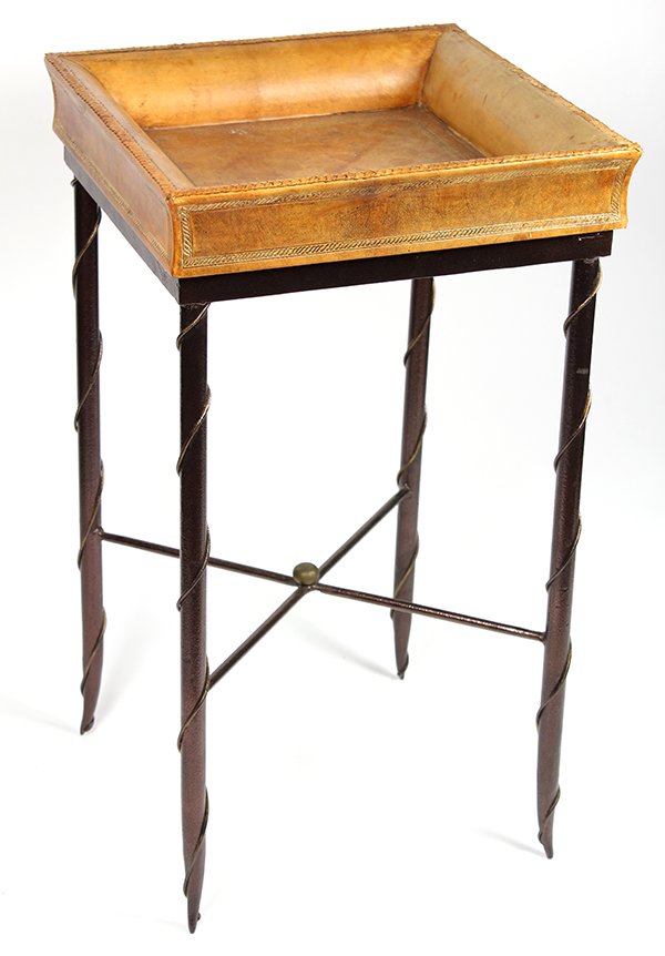 Jansen style embossed leather top occasional table on (1 of 4)