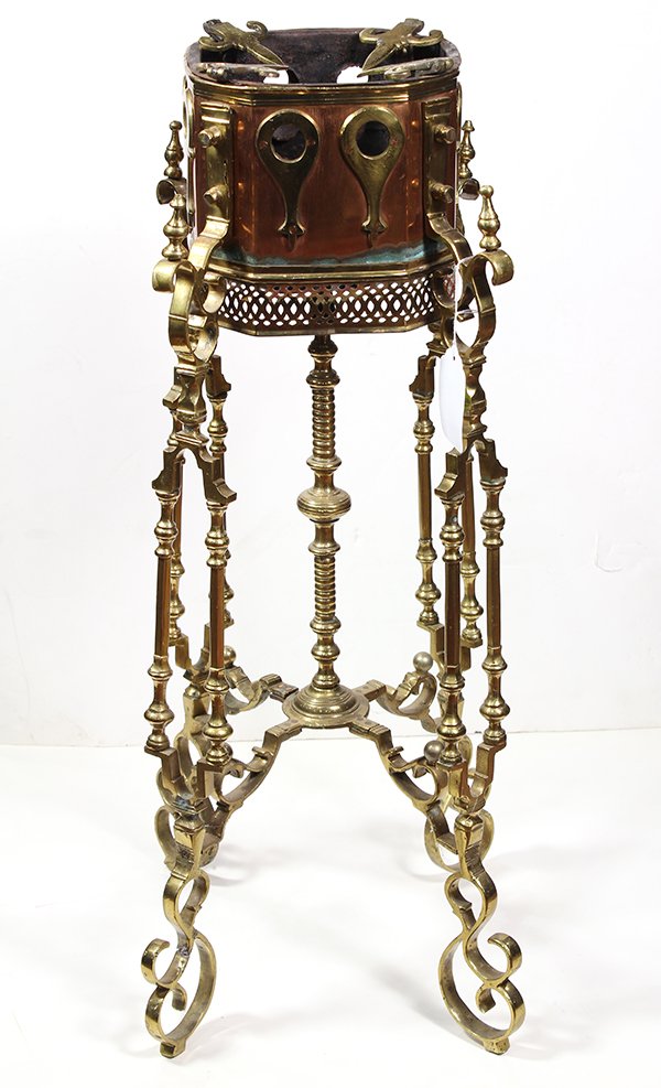 Renaissance Revival copper and brass brazier (1 of 4)