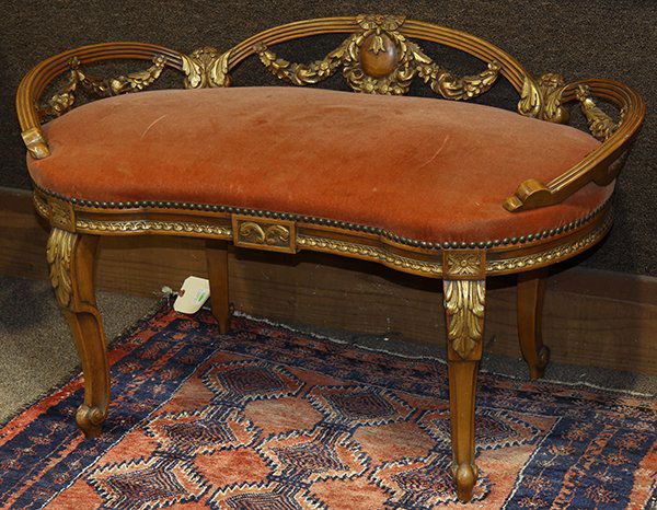 Louis XV style giltwood carved window bench (1 of 1)