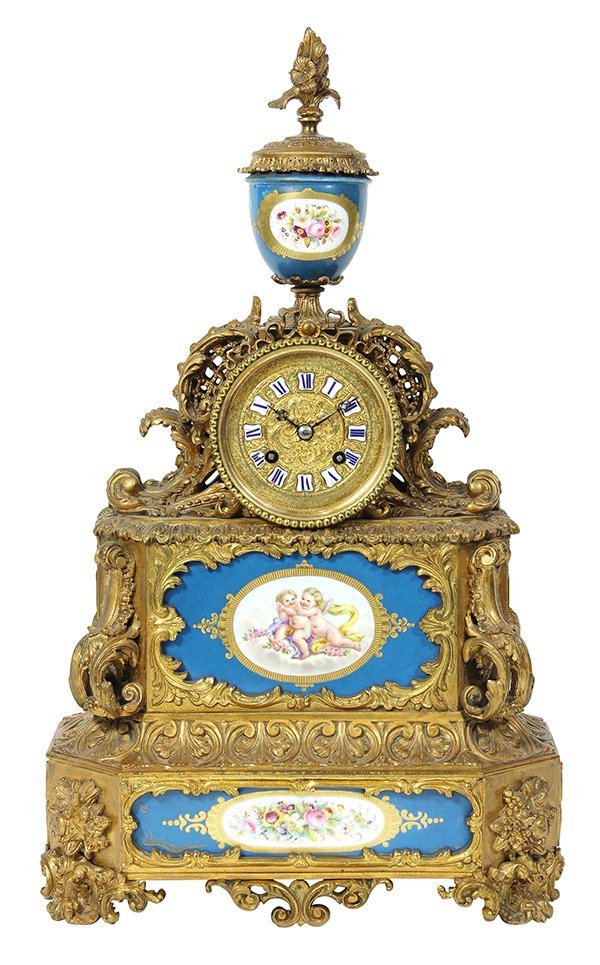 Sevres style ormolu mounted clock with garniture, the (1 of 10)