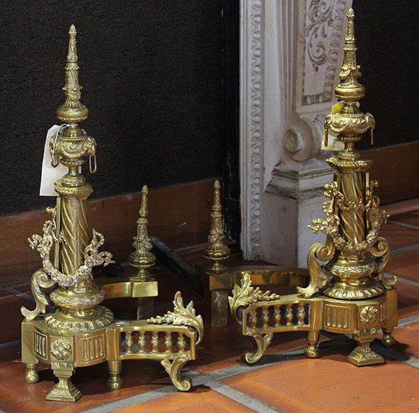 Pair of brass chenets in the Neoclassical taste (1 of 2)