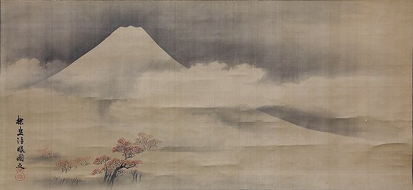 Japanese Ink and Color, Scroll, Mt. Fuji, 19th century (1 of 2)
