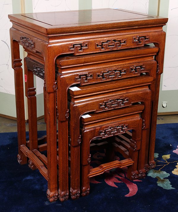 Chinese Burlwood Top Nesting Tables (1 of 3)