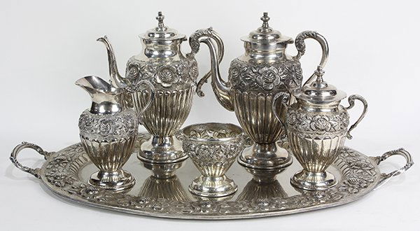 Mexican silver plate hot beverage service (1 of 3)