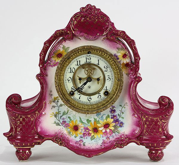 Ansonia Royal Bonn porcelain mantle clock (1 of 4)