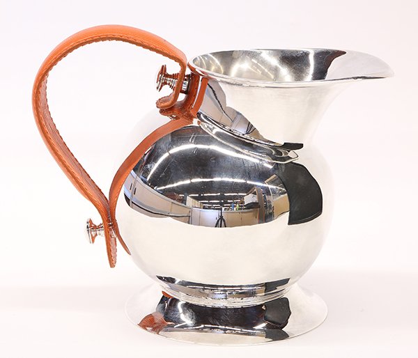 Continental modern silver plate footed water pitcher (1 of 3)
