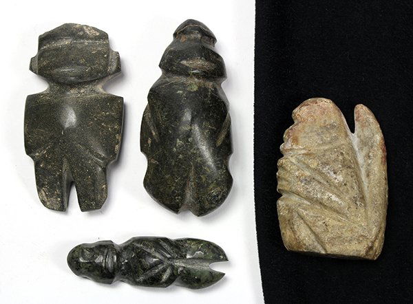 (lot of 4) Pre-Columbian carved stone figures, executed (1 of 2)