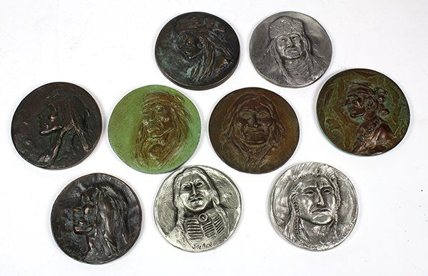 (lot of 9) Eddia Basha bronze Native American portrait (1 of 4)