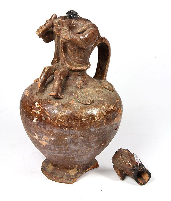 (lot of 2) Native American style pottery vessels with (1 of 8)