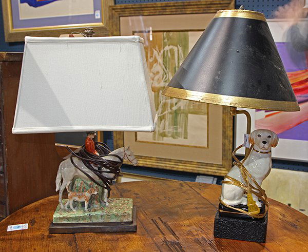 (lot of 2) English Staffordshire style figural groups, (1 of 3)