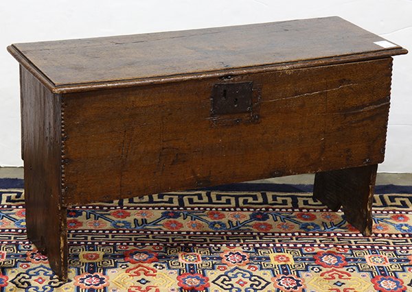 Jacobean style oak blanket chest, circa 1800, having a (1 of 3)