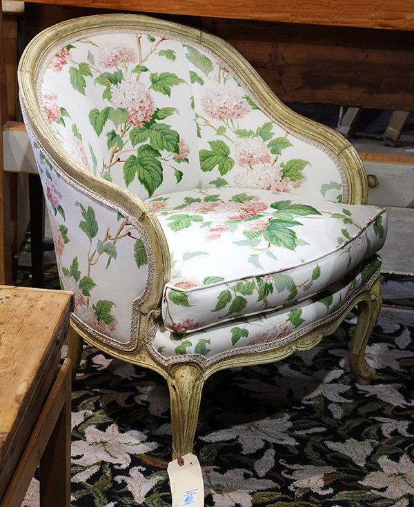 Louis XV style cream painted bergere, having floral (1 of 1)