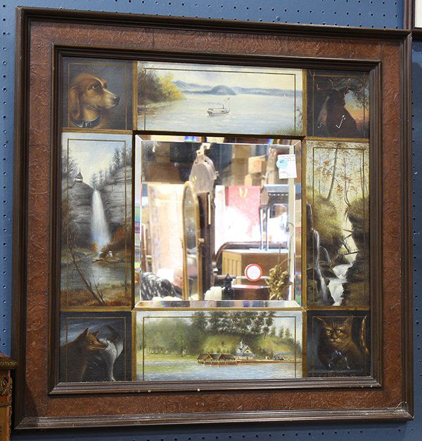 English style hand painted paper and wood framed mirror (1 of 1)