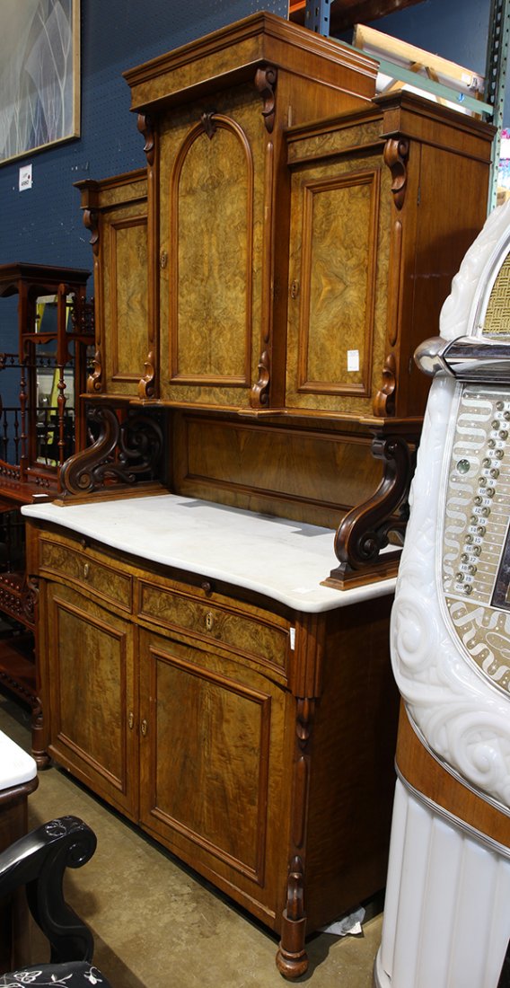 English Renaissance style burl walnut buffet (1 of 1)