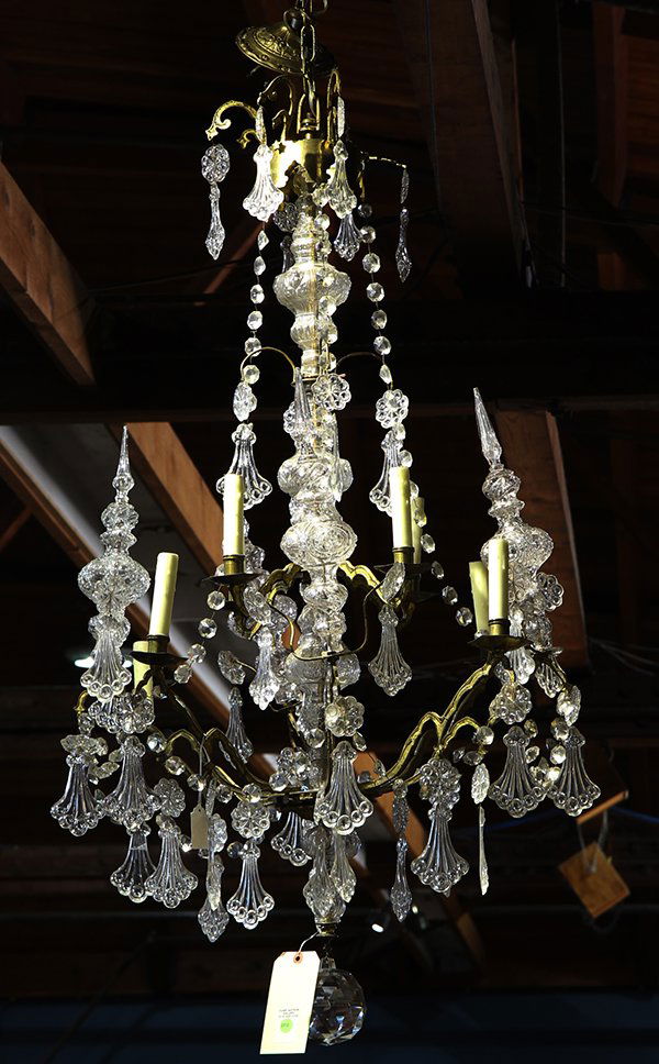 Continental crystal and gilt chandelier (1 of 2)
