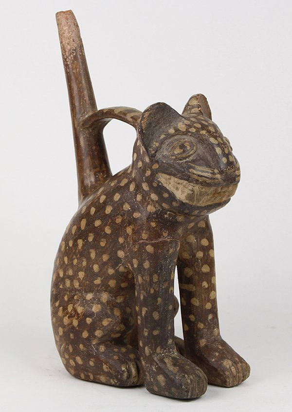 Pre-Columbian Peruvian figural stirrup vessel (1 of 6)