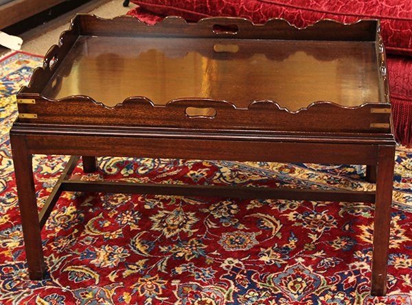 Georgian style brass bound mahogany butler's tray on (1 of 3)
