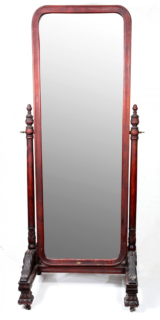 American Victorian carved walnut cheval mirror (1 of 4)