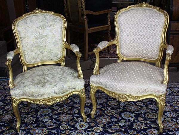 (Lot of 3) Louis XV style giltwood salon suite, each (1 of 5)