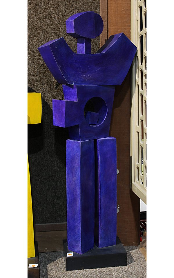 Sculpture by Julie Speidel: Julie Speidel (American, b. 1941), Blue Echo, bronze sculpture, overall (with base): 54"h x 22"w x 12.5"d.