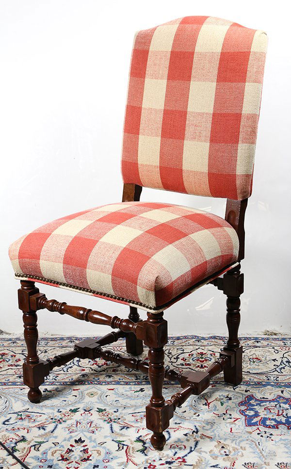 (lot of 6) Moderne upholstered fruit wood side chairs, (1 of 4)