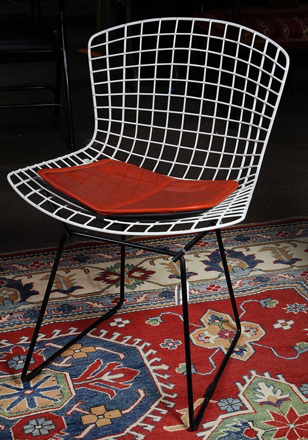 Harry Bertoia (Italian/American 1915-1978) for Knoll: Harry Bertoia (Italian/American 1915-1978) for Knoll dining chair, having a wire grid with original surface, and padded seat, 30"h