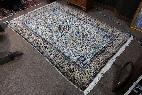 Persian Nain part silk floral carpet, 6'8" x 9'10" (1 of 4)
