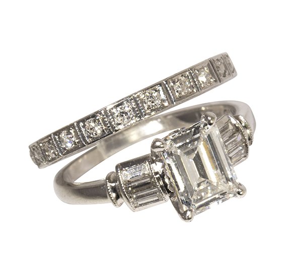 Diamond, platinum ring and wedding band (1 of 4)