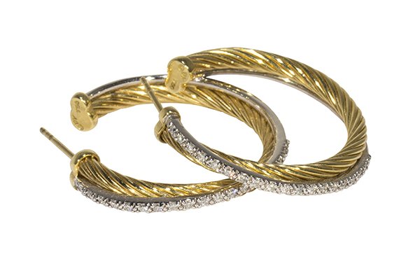 Pair of David Yurman cross-over 18k yellow and white (1 of 5)