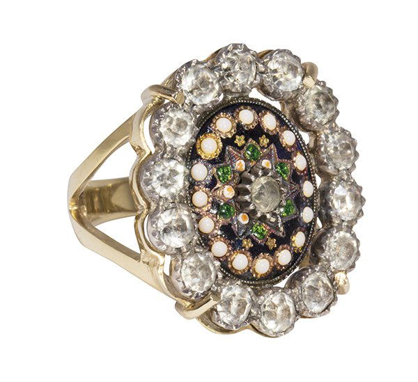Georgian enamel paste and 14k yellow gold ring (1 of 5)