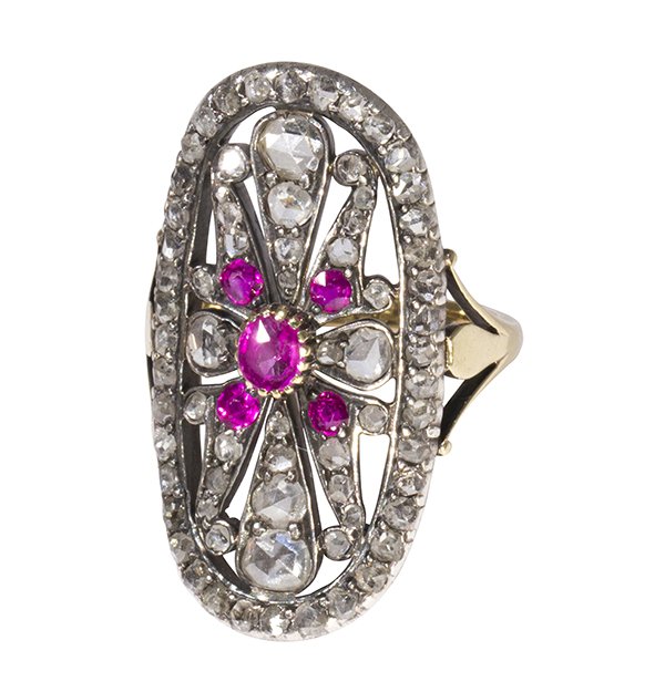 Victorian ruby, diamond, 14k yellow gold and silver (1 of 5)