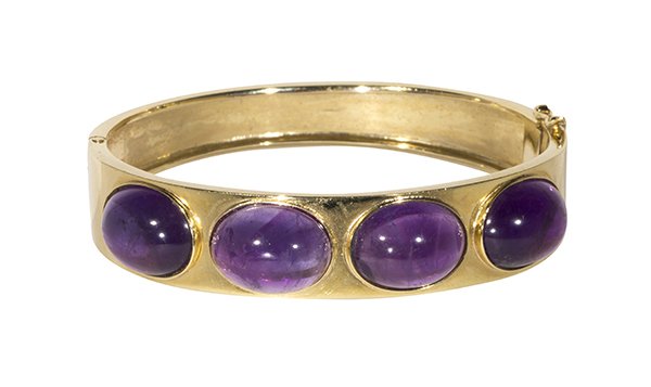 Amethyst and 14k yellow gold bangle bracelet (1 of 3)