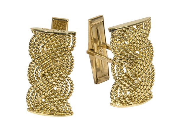 AGA Turks Head 4-strand 18k yellow gold cuff links (1 of 3)