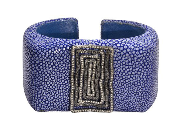 Stingray, diamond and sterling silver bangle bracelet (1 of 4)