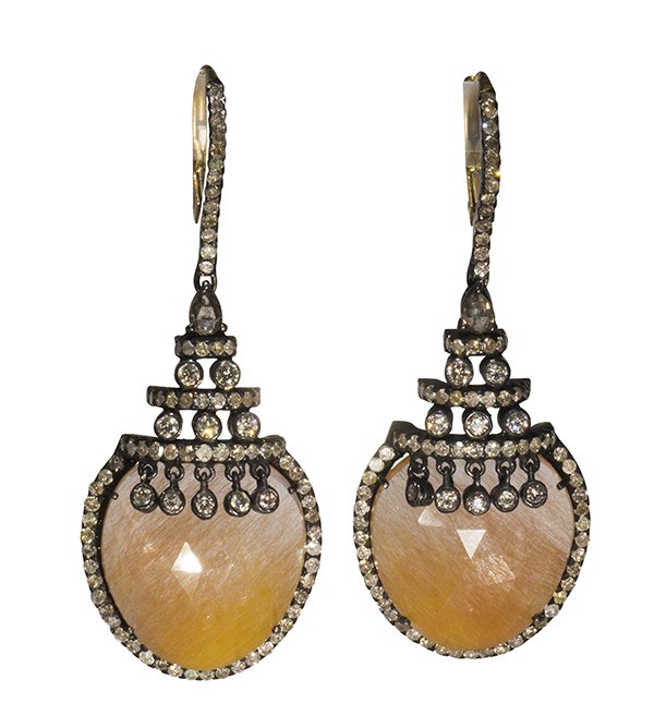 Pair of rutilated quartz, diamond and sterling silver (1 of 4)