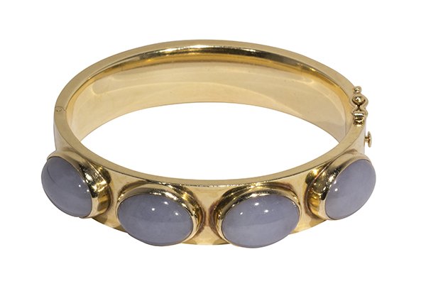 Jadeite and 14k yellow gold bangle bracelet (1 of 2)