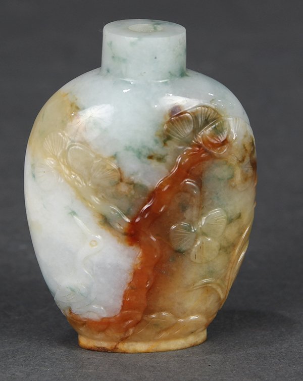 Chinese Carved Jadeite Snuff Bottle (1 of 6)