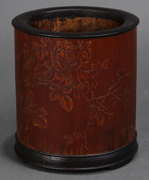 Chinese Bamboo Brush Pot, Rose (1 of 7)