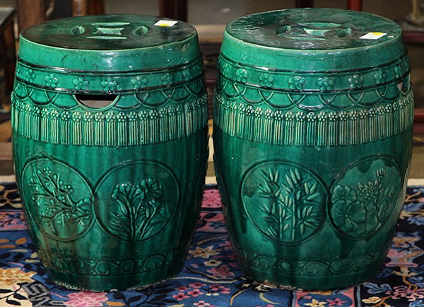 Two Chinese Green Glaze Porcelain Stools (1 of 2)