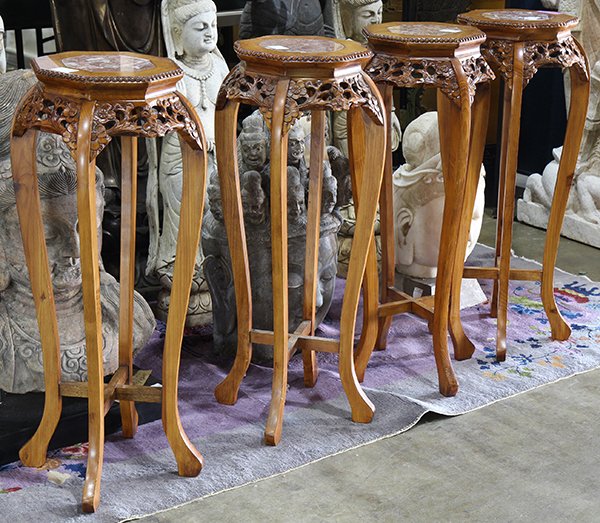 Four Chinese Stone Inset Stands (1 of 2)