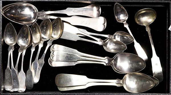 American coin silver and silver plate tablespoons, (1 of 5)