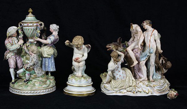 (lot of 3) Meissen polychrome porcelain figural groups (1 of 6)